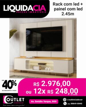 Painel com led + rack com led 2,45m